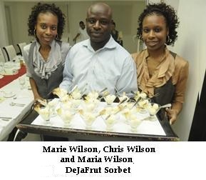 Marie Wilson, Chris Wilson and Maria Wilson serving DeJaFrut sorbet